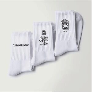 Active After Coffee 3Pairs-Club Mindfulness Trio Crew Socks NEW